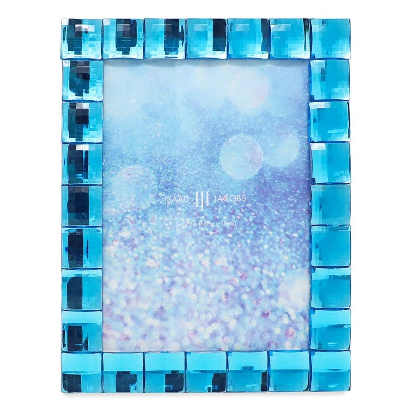 Isaac Jacobs Decorative Sparkling Turquoise Jewel Picture Frame, Photo Display & Home DÃ©cor (5x7, Turquoise) - Image 2